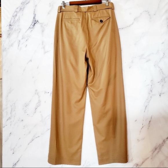 NWT J. Crew Collection cognac camel soft wool wide leg pants belt trousers 6 - Picture 6 of 9